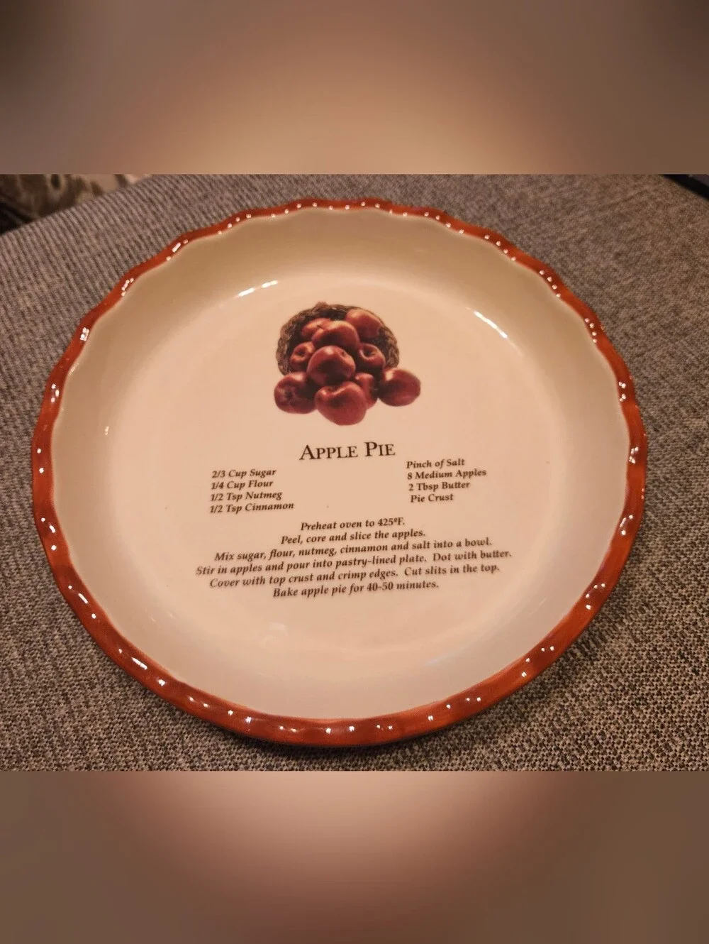 Apple Pie Baking Dish Plate 10